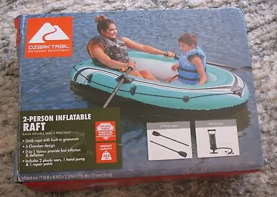 NEW Ozark Trail 2-Person Inflatable Raft Boat & Oars (77 W X 40  D X 12.6  H ) • $24.95