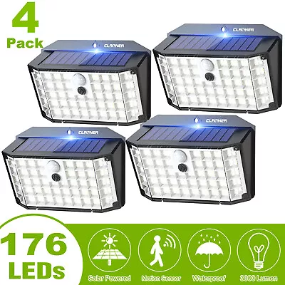 4 Pack 176 LED Solar Lights Outdoor PIR Motion Sensor Garden Security Wall Lamps • $21.99