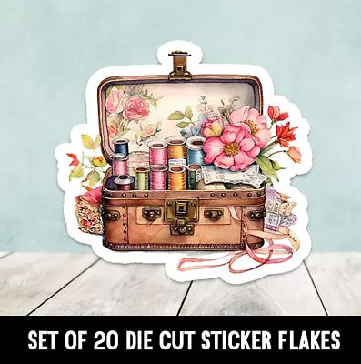 Vintage Sewing Kit Die Cut Stickers - Set Of 20 • $5