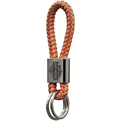 Harley-Davidson Classic Bar & Shield Orange Vinyl Braided Rope Key Chain 4544 • $17.95