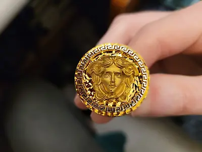 Solid Gold Medusa Mens Ring 18k • $2500