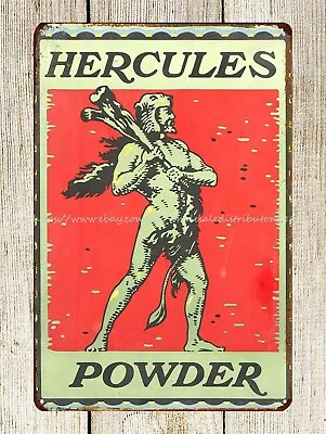 Hercules Gunpowder Metal Tin Sign Motorcycle Garage Decor • $18.98