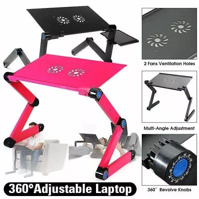 Adjustable Folding Laptop Stand Portable Tablet Holder  Desktop Cooling Fan AU • $38.99