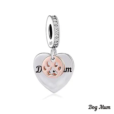 $28.99 • Buy S925 Silver & Rose Gold Dog Mum Hanging Heart Paw Charm YOUnique Designs