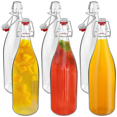 HEFTMAN Glass Bottles With Stoppers 1 Litre 6 Pack Swing Top Brewing Airtight • $25.25