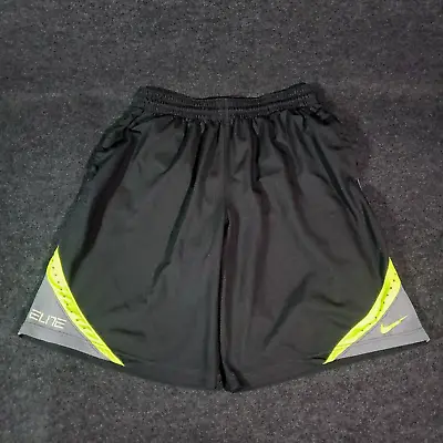 Nike Elite Dri Fit Shorts Men's Large Basketball Casual Athletic Gray Volt Green • $13.99