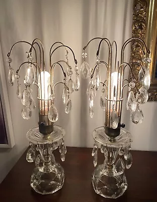 Vintage Regency Table Lamps With Large Crystal Prisms & Spears • $20