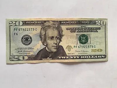 USA Real Money $20 Paper Money TWENTY DOLLARS Serial # PF 67921579 C Note 2017 • $29.99