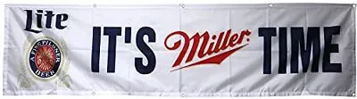 MILLER LITE Beer Flag It's Miller Time 2x8ft Banner Man Cave • $24.52