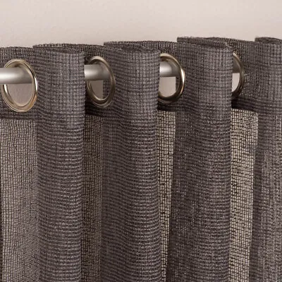Eyelet Curtain Mesh Structure Striped Gray 140x245 Cm • £34.39