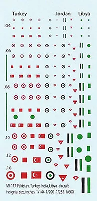 MI-117 - Turkey Jordan And Libya Aircraft Insignia - 1/144-1/285 Decals • £3.25