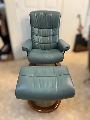 Ekornes Stressless Leather Recliner Chair & Ottoman Medium ‘Opal’ Norway MCM • $1500