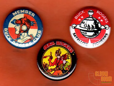 Set Of Three 1  Vintage Look Buck Rogers Pins Buttons Rocket Rangers Club • $3.75