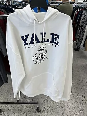 Vintage Yale University Bulldog Logo Hoodie 2XL White • $49.99