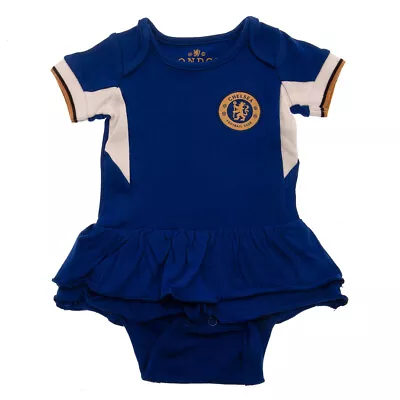 Chelsea FC Baby Girls Official Kit Bodysuit Vest Tutu Dress 0-3 To 12-18 Months • £16.95