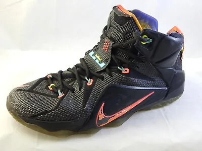 Nike Lebron XII 12 Data Black/Bright Mango Volt 2014 Men's Size 9.5 FREE S&H • $39.99