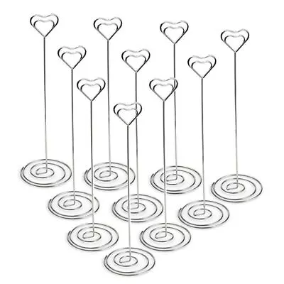 10pcs 8.6 Inch Tall Place Card Holders Heart Shape Table Number Holder Stands Pi • £14.08