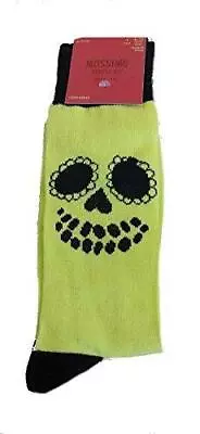 Men's Mossimo Crew Socks Lime Green Sugar Skull Shoe 6-12 NEW FREE SHIP • $6.95