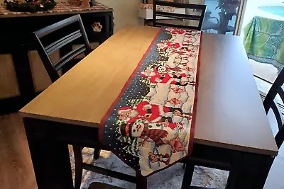 Vintage Christmas Embroidered Table Runner 74X13 • $18.98