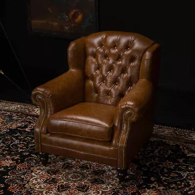 Bertie Studded Chesterfield Wing Chair • £795