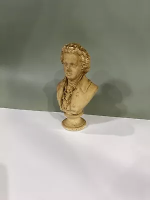 Vintage Mozart Head Bust Off White Cement Plaster 9.5 H See Photos IMPERFECT • $25