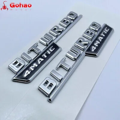 2pc BiTurbo 4 MATIC Emblem Side Fender 3D Chrome Badge For W204 W221 C43 C63 E63 • $13.59