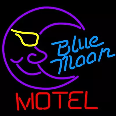 10  Vivid Blue Moon Motel LED Neon Sign Light Lamp Beer Bar Wall Decor Room • $99.99