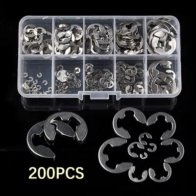 200X  Assorted Stainless Steel E Clips C Circlip 1.5 - 10mm Kit Retaining Ring • $9.98