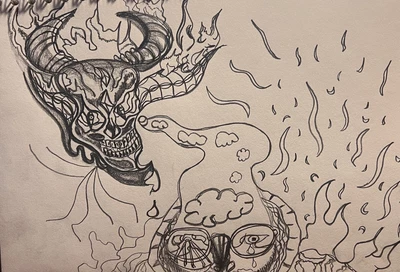 Skull Horns; A One Off Drawing; Original By Daniel Thompson. • £20