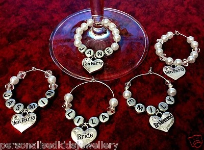 HENS NIGHT / PARTY WINE GLASS CHARM. * ANY NAME* Wedding Glass  BRIDE GROOM ETC • $2.95