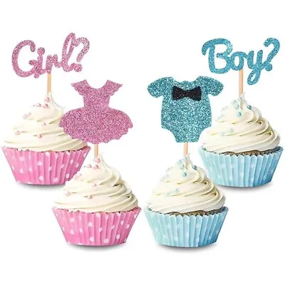 12 Pcs Baby Shower Cupcake Toppers Baby Grow Toppers Pink Blue Baby Cake Decor • £3.97