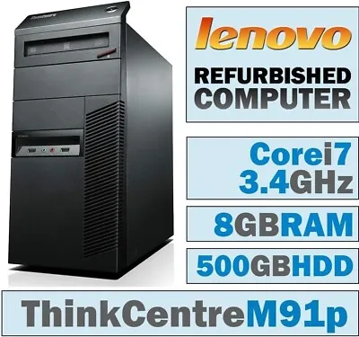 LENOVO THINKCENTRE M91P QUAD CORE WINDOWS 10/i5/3.1GH/500GB/8GB/DVDRW/DUAL VIDEO • $129.99