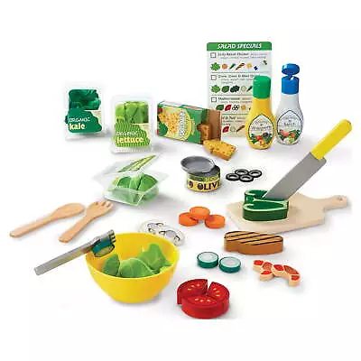 Melissa & Doug Slice And Toss Salad Play Food Set – 52 Wooden And Felt Pieces • $27.99