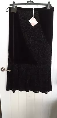 Top To Toe Size 12/14 Long Black Goth/Pagan Velvet Panelled Skirt; New With Tags • £4.99