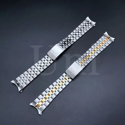 19MM Men Stainless Steel Watch Mesh Band Strap Double Clasp Bracelet Curved End • $14.99