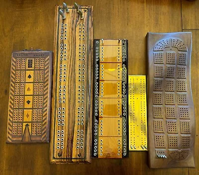 Vintage Cribbage Wooden Board Lot Of 6 Used Boards  • $45