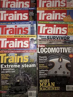 Trains 2007 Magazine 9 Issues Jan Feb March Apr May June July Aug Locomotive Edi • $79.99