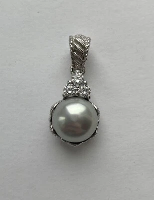 $75 • Buy JUDITH RIPKA 925 Sterling Silver Pearl Diamonique Enhancer Pendant