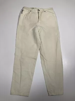 CERRUTI LINEN BLEND Jeans - UK8 W26 L26 - Cream - Good Condition - Women’s • £39.99