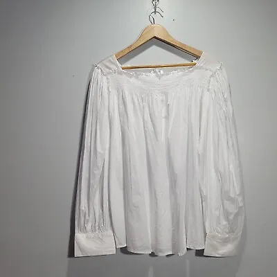 NWT Motherhood Maternity XL White Square Neck Smocked Blouse Wide Sleeve Popover • $17.99