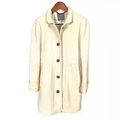 J. Crew Double Cloth Wool Blend Trench Coat Single Breast Cream Women's Sz 4  • $35