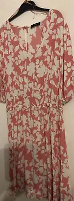 Peach Floral Dress Size 16 VGC By F&F Spring Summer Wedding • £0.99