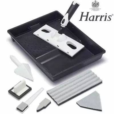 Harris 8 Piece Paint Pad Tray Set 9 Inch Handle Corner Edging Window Sash Pad • £13.95