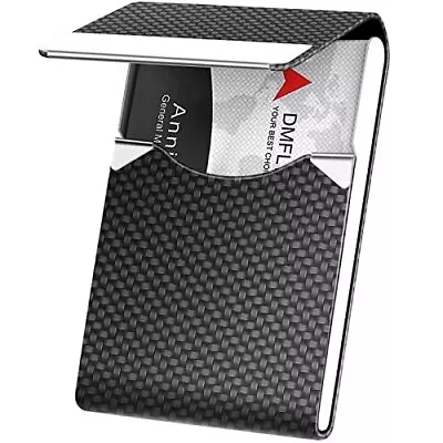 Leather Business Card Holder Metal Slim Pocket Wallet With Magnetic Closure • $12.40