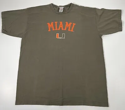 Vintage 1990s Miami Hurricanes Foot Locker Army Green T-Shirt Adult 2XL • $18.99