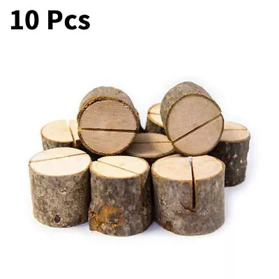 Rustic Wooden Table Place Card Holder Number Stand Photo Clip For Wedding 10Pcs. • £6.99