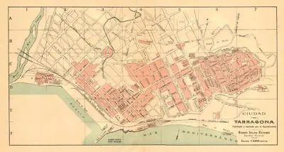 TARRAGONA. Plano Antiguo De La Cuidad. Antique Town/city Plan. MARTIN C1911 Map • $27.79