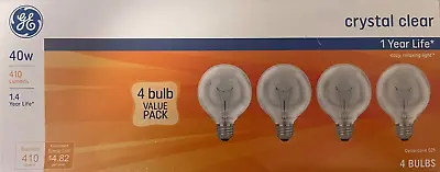 4 GE 40-Watt Crystal Clear Old Style G25 Globe Light Bulbs W/Medium Base • $19.99