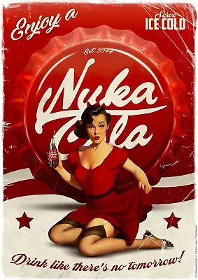 Nuke Cola Red Fallout 1 - Poster (A0-A4) Film Movie Picture Art Wall Decor Actor • £5