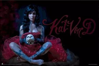 KAT VON D ~ SITTING WITH SKULL 24x36 Pinup Tattoo Miami LA Ink TV NEW/ROLLED! • £6.56